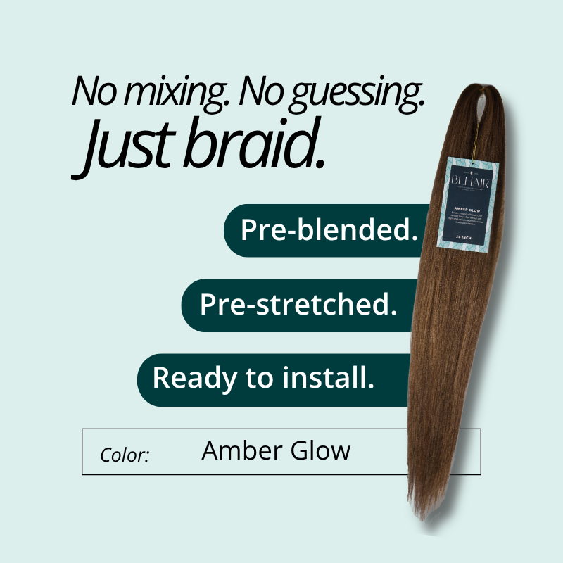Blhair™ Amber Glow braid hair bundle with warm tones, pre-blended for seamless protective hairstyles.
