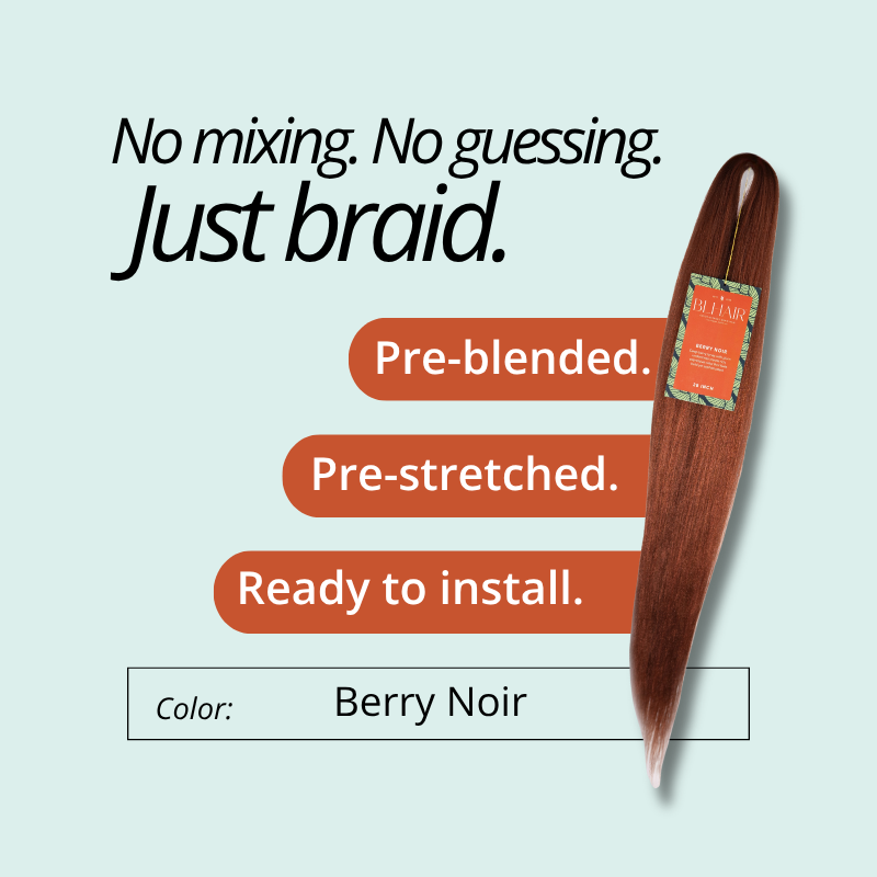 Blhair™ Berry Noir braid hair bundle with deep red tones for bold, seamless protective hairstyles.
