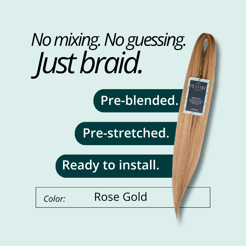 Blhair™ Rose Gold braid hair bundle with soft pink-blonde tones for dimensional protective hairstyles.