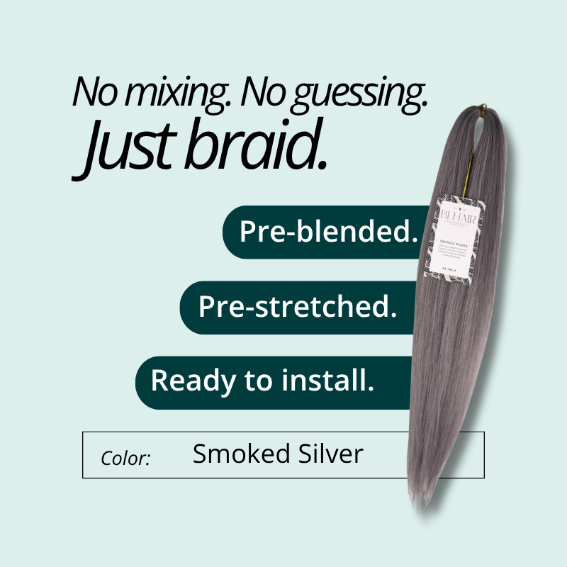 Blhair™ Smoked Silver braid hair bundle with cool gray tones for modern protective hairstyles.