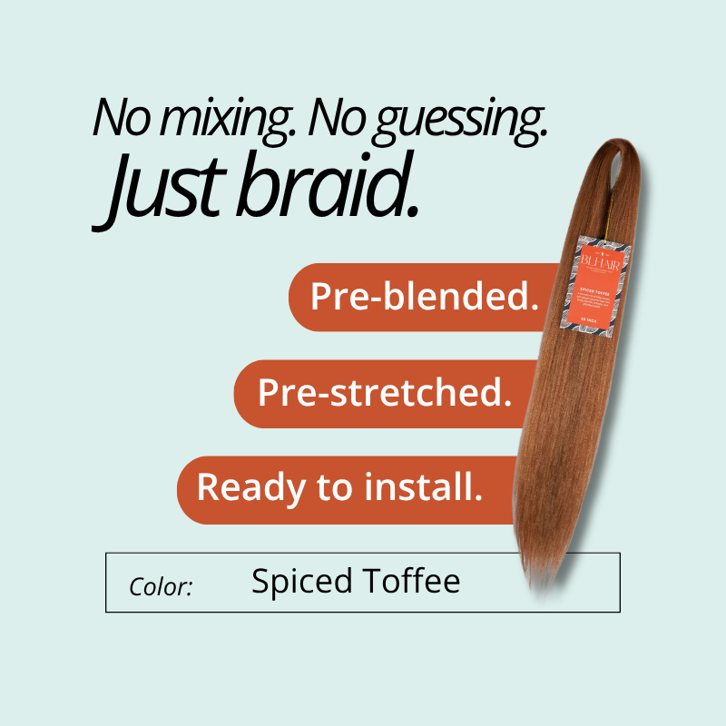 Blhair™ Spiced Toffee braid hair bundle with warm copper tones for seamless protective hairstyles.