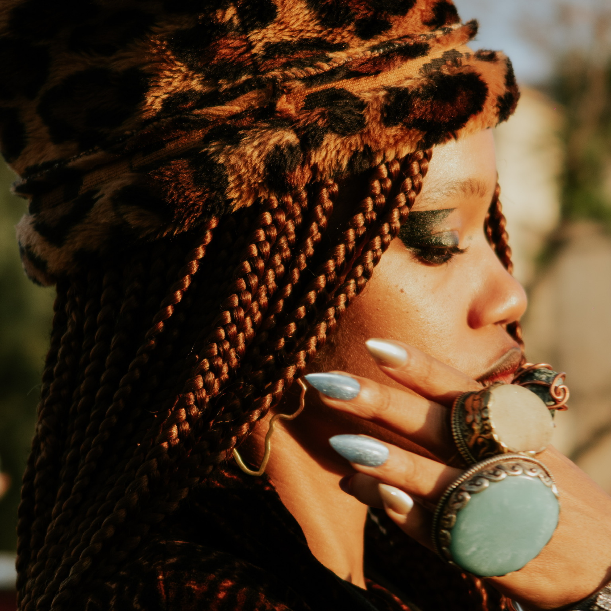 Close-up of Blhair™ Spiced Toffee braiding hair showing soft texture and seamless color blend