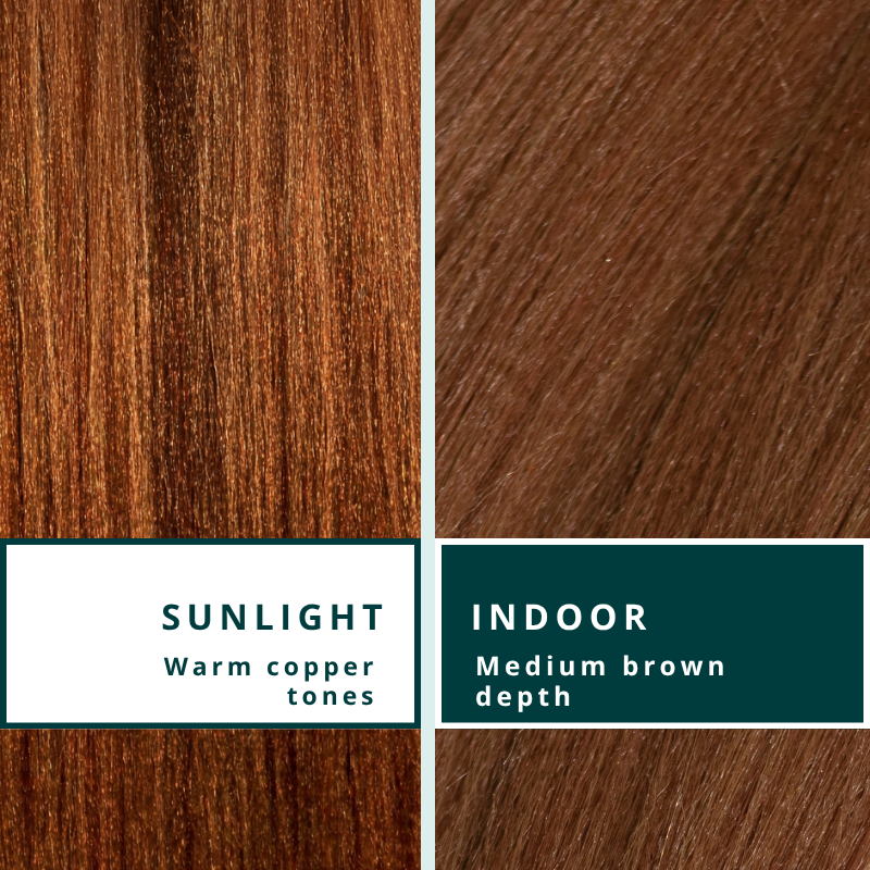 Blhair™ Spiced Toffee braid hair shown in sunlight and indoor lighting to demonstrate true color in protective styles.